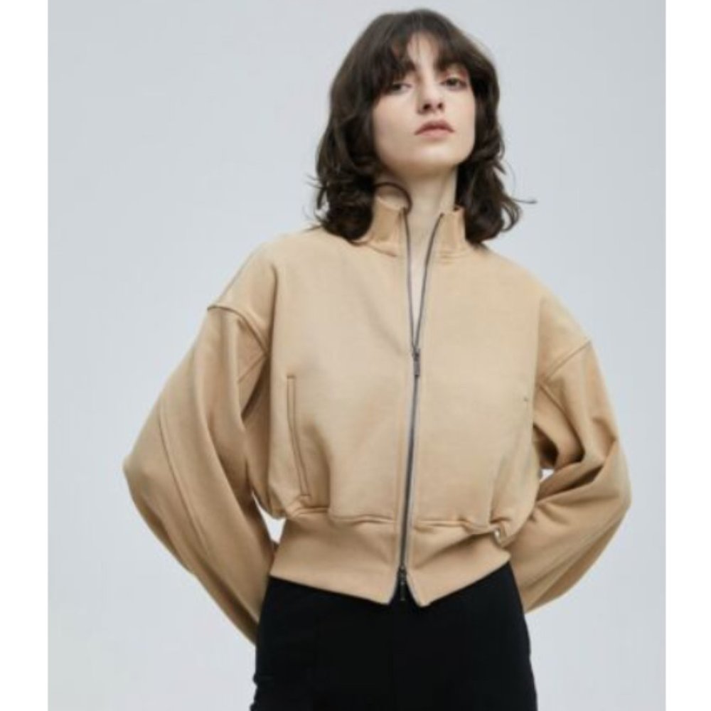 🎯LIT Activewear Zip Front Bomber Jacket Sand Size Small